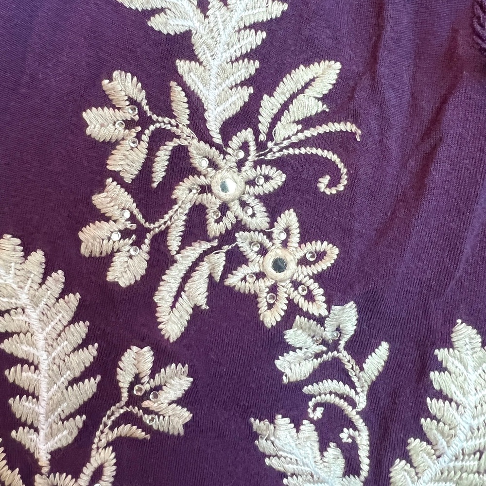 INC Purple and Ivory Embroidered Blouse 1X - Picture 3 of 4